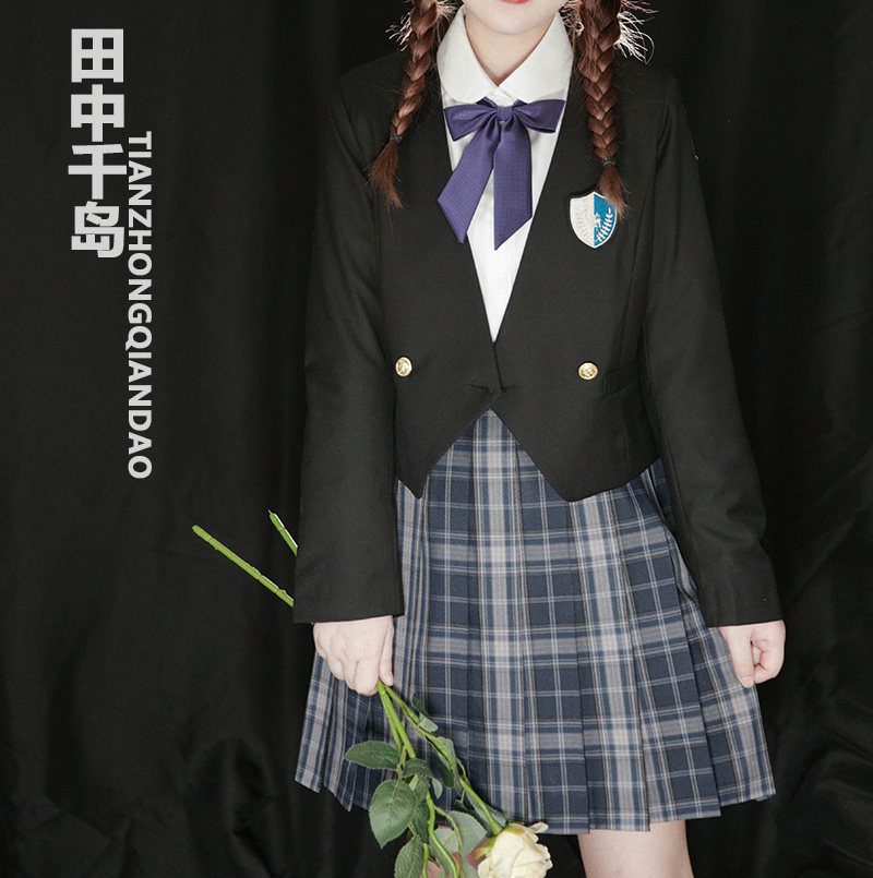 jk制服校供感格裙田中千岛高腰裙图片