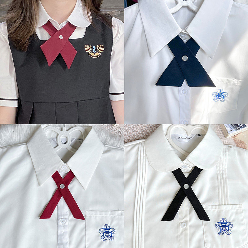 交叉领结配衬衫纯色领花学生白领图片
