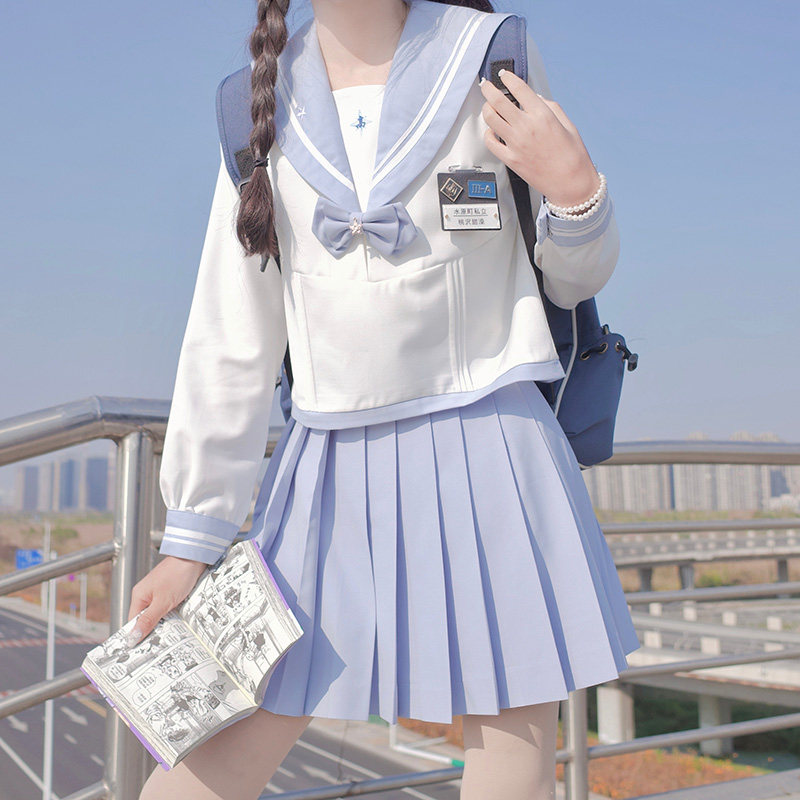 스팟 ZHUZHUJIA XIAOCHUN 개인 봄과 가을 새로운 원본 정통 JK 선원 복장 긴팔 중간 양복 소녀 작은 신선한