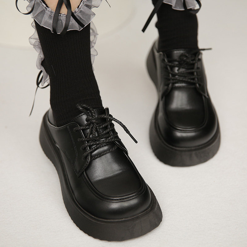 厚底系带单鞋女jk制服鞋学生增高图片