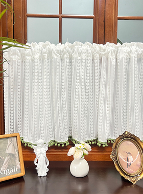 厨房白色蕾丝透光不透人门帘纱帘半帘短帘小窗户窗帘橱柜遮挡帘