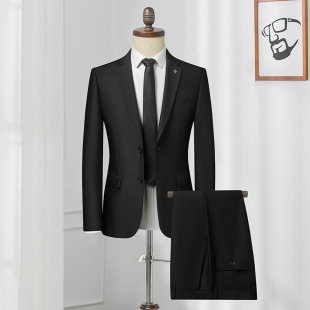 套装 H家撤标西服两件套男式 礼服纯色百搭西装 职业装 结婚婚礼工装