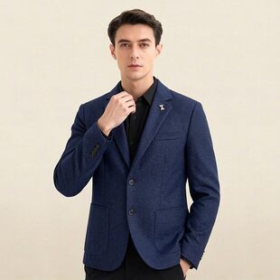 撤标撤柜男士 纯绵羊毛春秋简约单排扣外套羊毛西服商务休闲单西潮