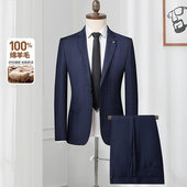 轻奢高级高织高密套西 正装 品牌撤柜100纯绵羊毛西服套装 青年韩版