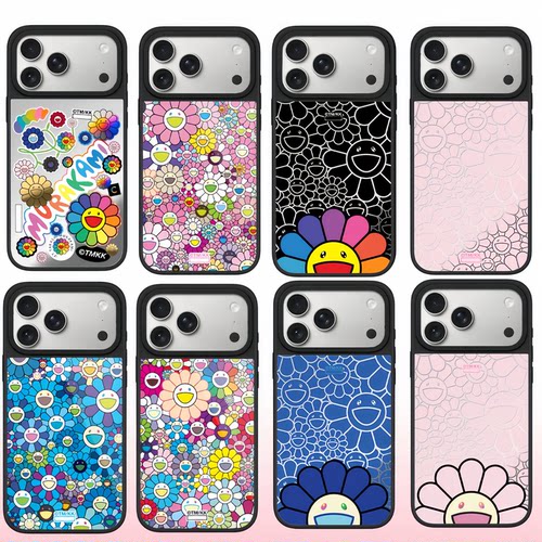 【韩国】艺术家村上隆第三弹FLOWERS BLOOM向日葵适用17Promax镜面保护壳iPhone16Pro情侣15Pro防摔14保护套