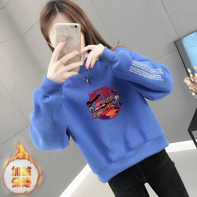 加绒不加绒秋冬新款慵懒风韩版潮ins宽松短款卫衣女无帽百搭上衣