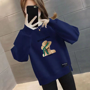 秋冬新款外穿长袖薄款卫衣韩版印花休闲宽松显瘦ins女款上衣潮