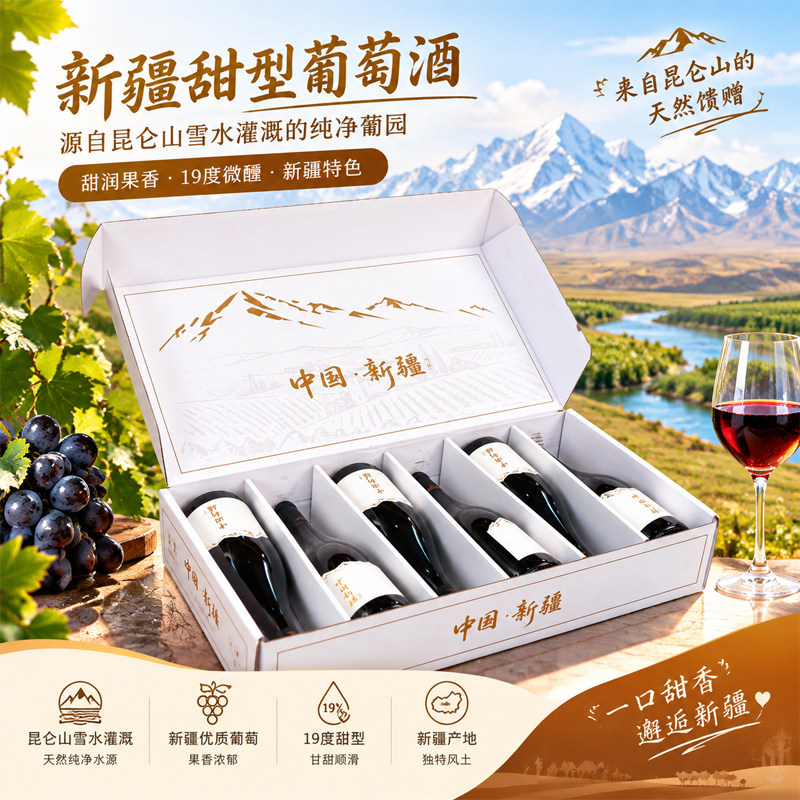 马瑟兰甜红葡萄酒新疆微醺果酒