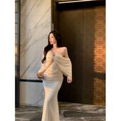 法式 抹胸连衣裙女夏季 生日party礼服裙性感鱼尾长裙紧身包臀裙子