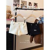 纯欲杏色毛呢休闲短裤 百搭a字热裤 女秋冬高腰直筒裤 子辣妹包臀裤