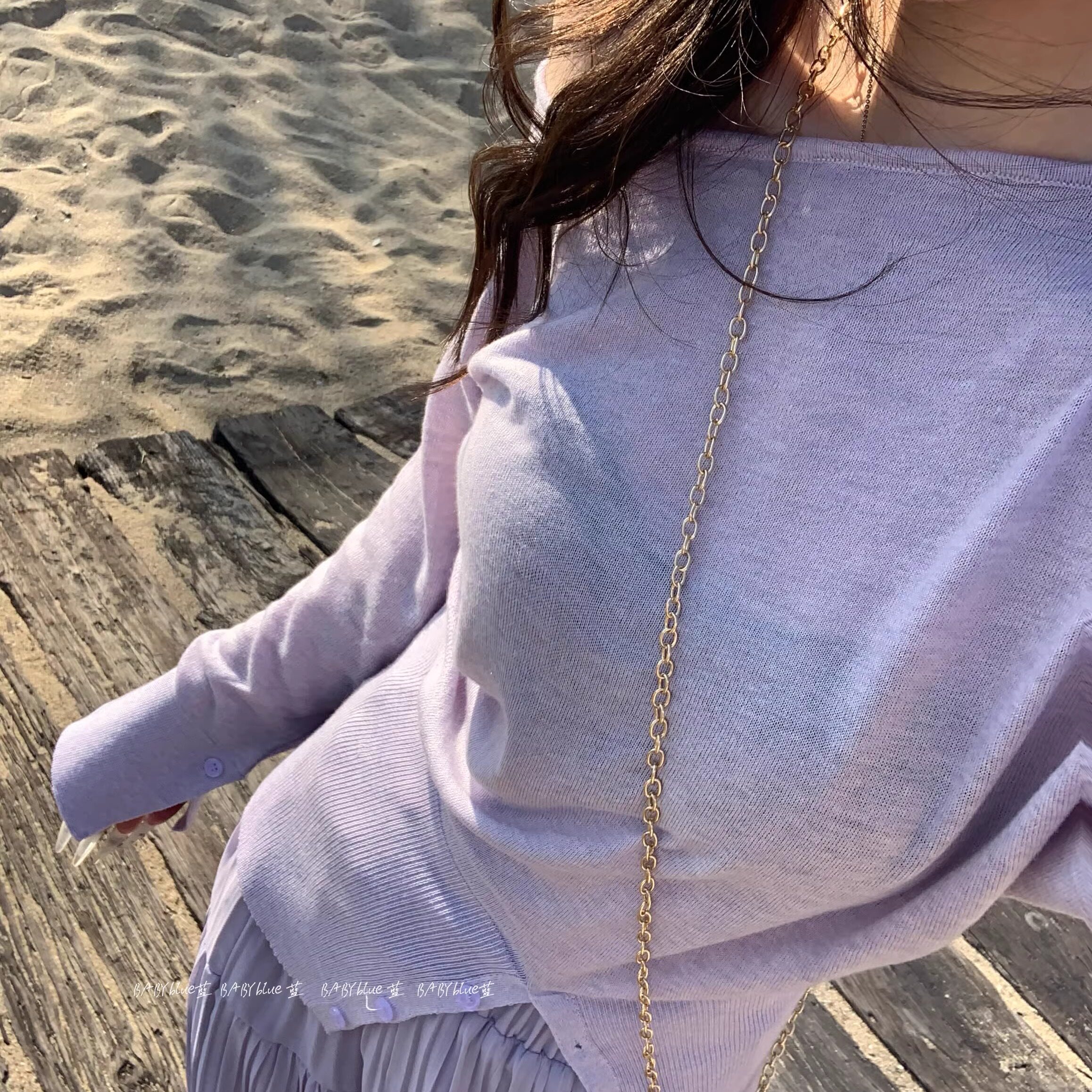 BABYblue春款韩版简约长袖针织衫图片