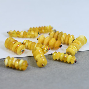 保真原矿天然蜜蜡隔片飞碟型 纯手工打磨抛光文玩菩提金刚diy配饰