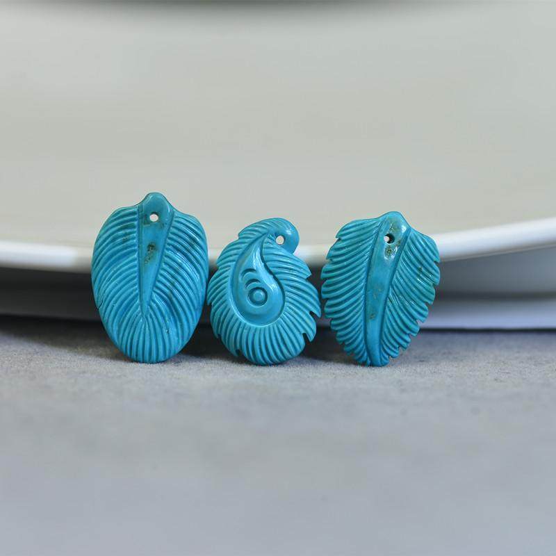 树叶子湖北原矿绿松石树叶雕刻