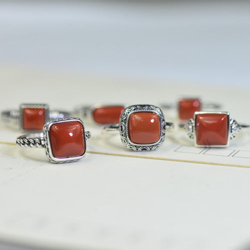 天然材质S925银戒指男女款