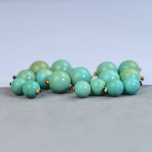 湖北原矿绿松石高瓷天然无优化手串手链隔珠配饰配珠对珠文玩配饰