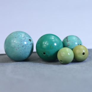 原矿天然绿松石高瓷网花圆珠配珠隔珠锁骨珠单珠对珠散珠文玩配饰