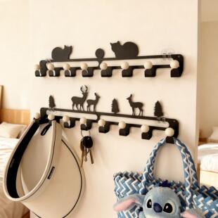 【奶油风】墙上挂衣钩免打孔排钩挂衣架墙壁衣服挂钩入户门后挂钩