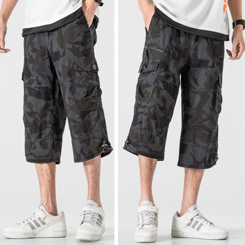 夏季男士短裤中裤工装多口袋户外纯棉休闲七分裤薄款大码潮牌宽松