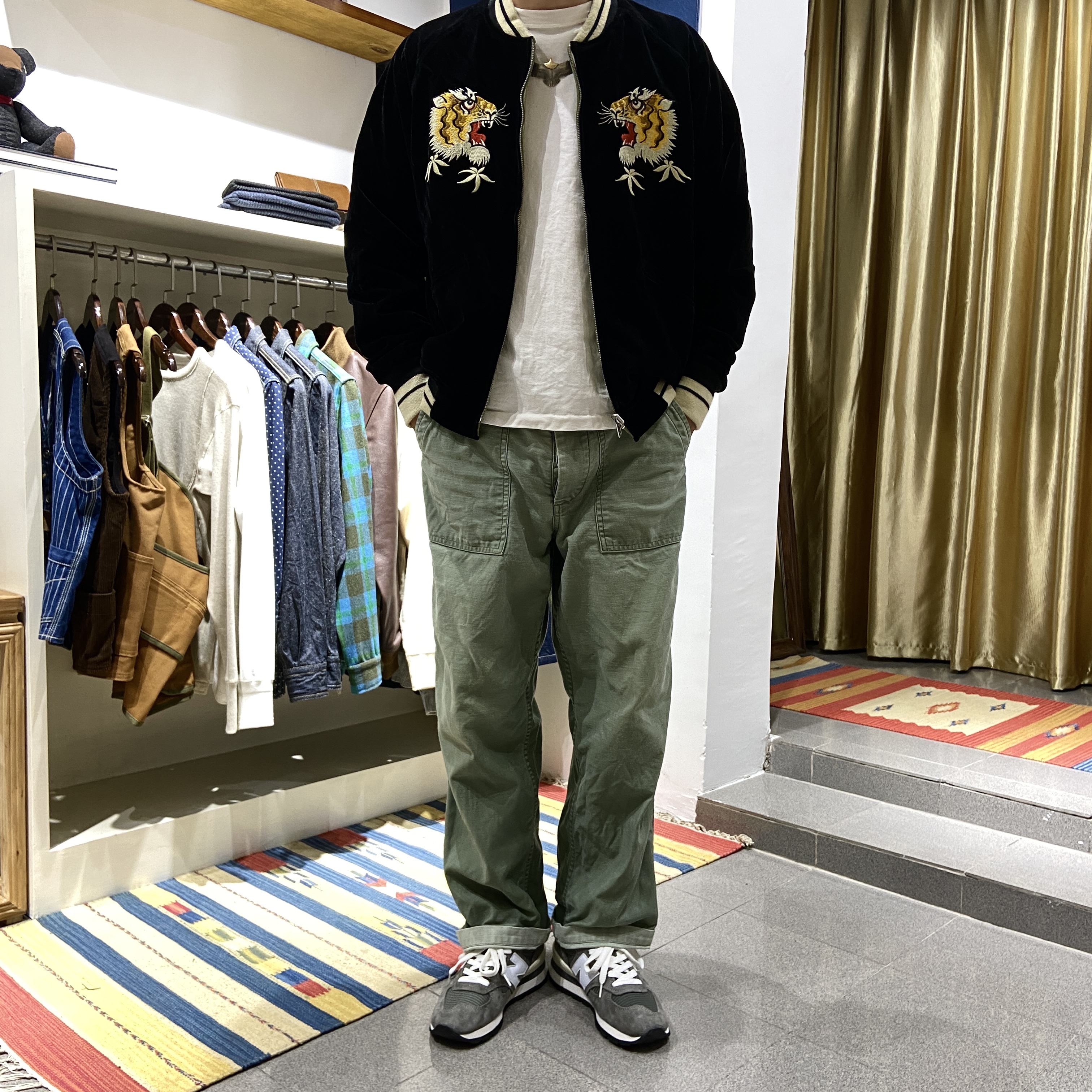 横须贺手信夹克 东洋和风龙虎隼刺绣短款夹克 双面棒球服外套