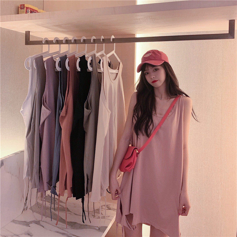 跑步运动速干衣健身服宽松无袖T恤中长款显瘦瑜伽服训练背心女夏