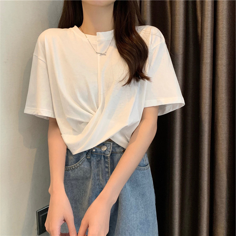 女孩瑜伽服夏设计感休闲宽松罩衫外穿短装漏脐健身上衣女跑步训练