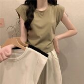 抽褶收腰短款 运动健身服小飞袖 训练瑜伽上衣 T恤女夏修身 弹力短袖