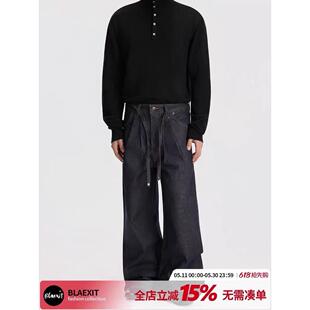 IWTFF剑道双褶未脱浆原牛13盎司直筒A字宽松廓形固色优仔裤