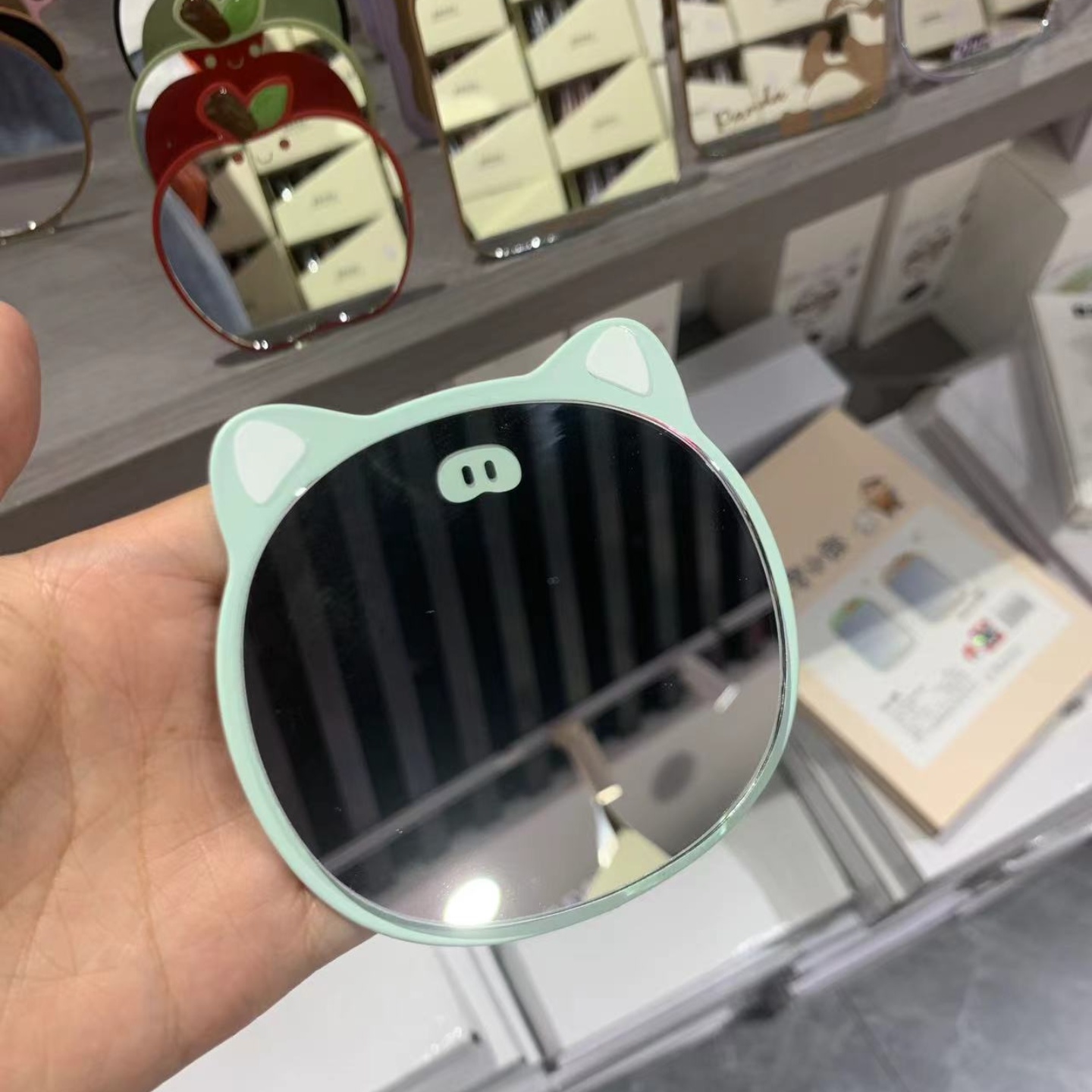 迷你桌面镜小号便携随身镜学生包包口袋镜子可爱精致悬挂镜小台镜