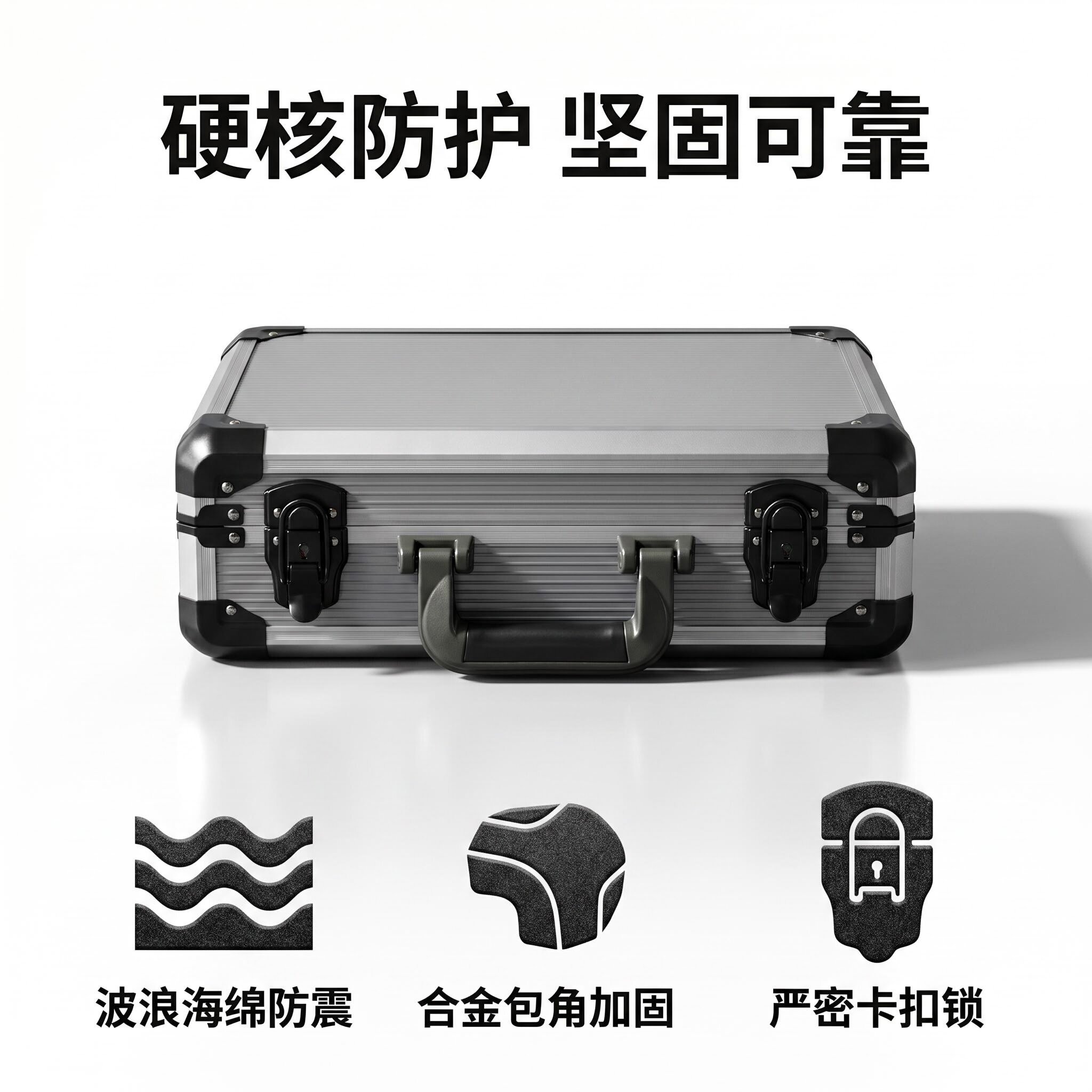 手提铝合金工具箱文件整理箱话筒直播设备箱五金收纳箱精密仪器箱