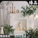 饰柜复古美式 饰装 雕花民宿墙面玄关壁炉架 壁炉仿真客厅壁炉装 法式