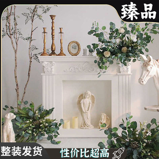 法式壁炉仿真客厅壁炉装饰装饰柜复古美式雕花民宿墙面玄关壁炉架