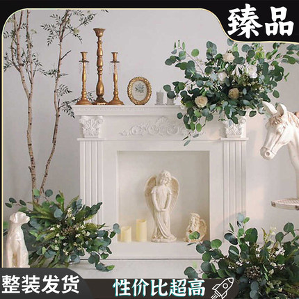 法式壁炉仿真客厅壁炉装饰装饰柜复古美式雕花民宿墙面玄关壁炉架