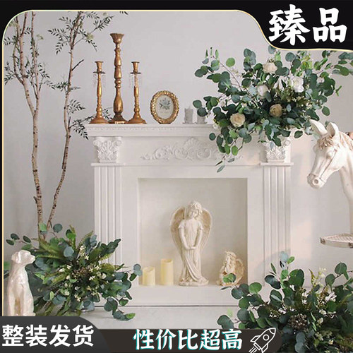 法式壁炉仿真客厅壁炉装饰装饰柜复古美式雕花民宿墙面玄关壁炉架