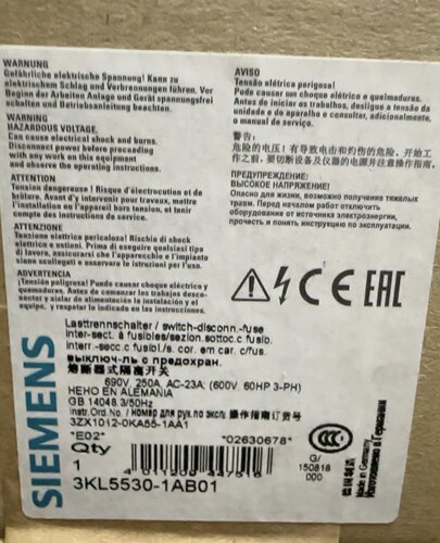 西门子断路器 3KL5530-1AB01 全新原装正品