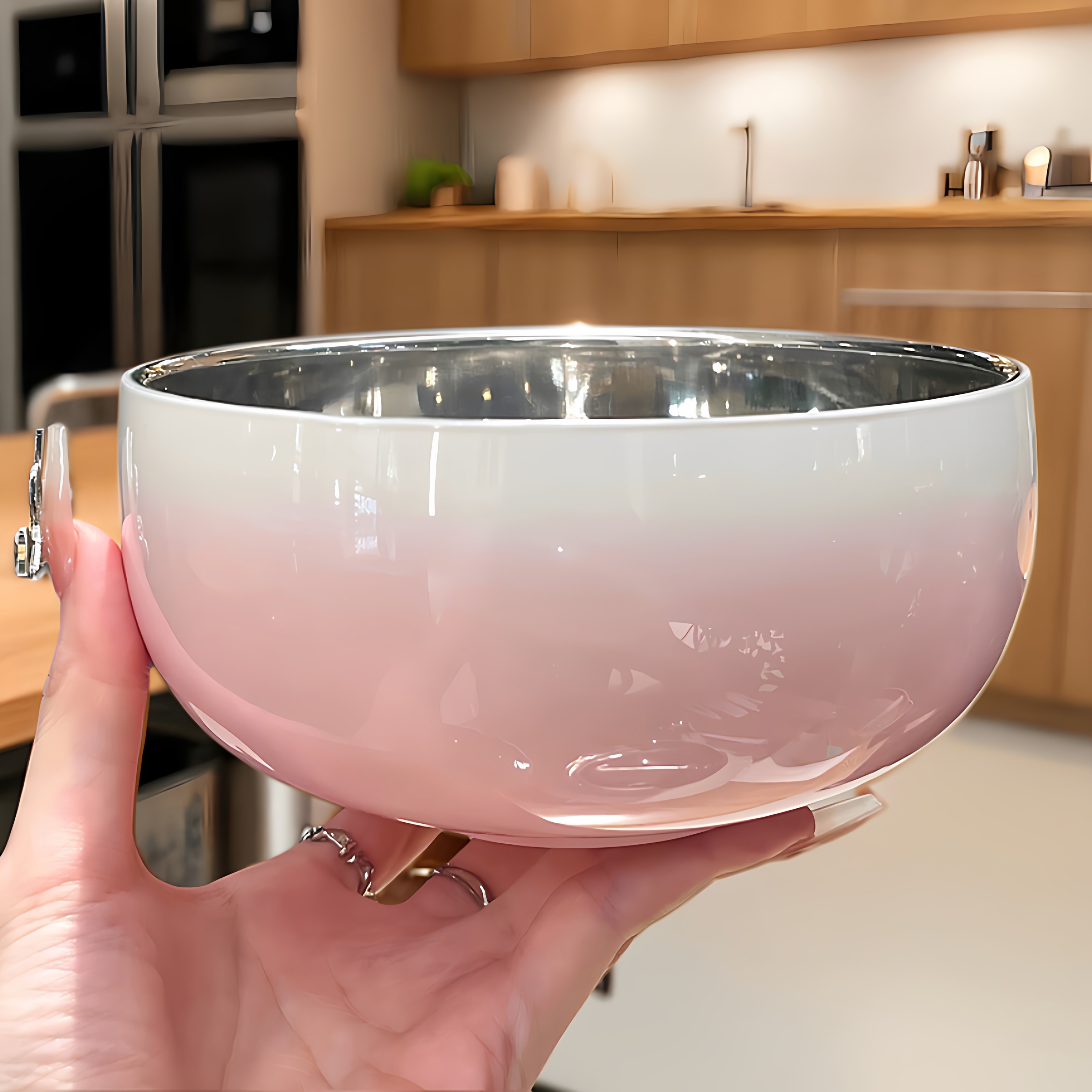 北方老板娘自用四件套304不锈钢面碗家用渐变色个人专用大碗饭碗