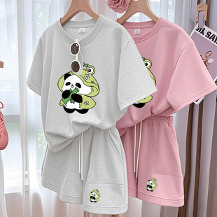 休闲运动女装夏装套装2026新款爆款卡通学生短袖短裤宽松显瘦大码
