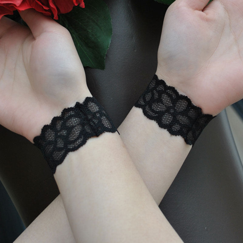 薄款蕾丝护腕弹力防晒手腕套遮疤痕纹身蕾丝半指潮女短款袖口配饰