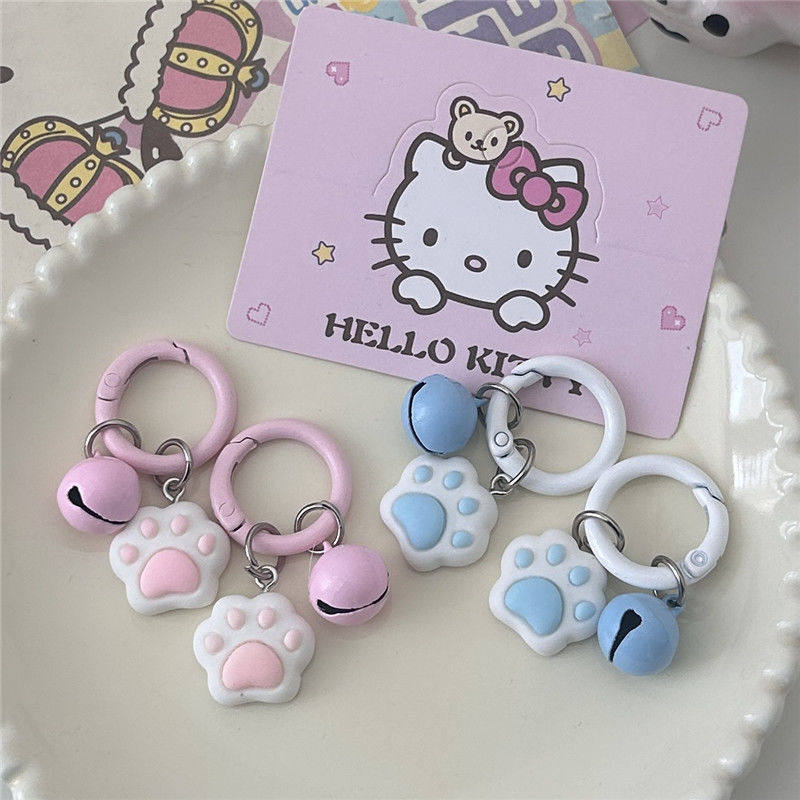 可爱猫掌铃铛圆环扣软萌猫爪钥匙扣少女甜美挂件情侣闺蜜礼物配饰