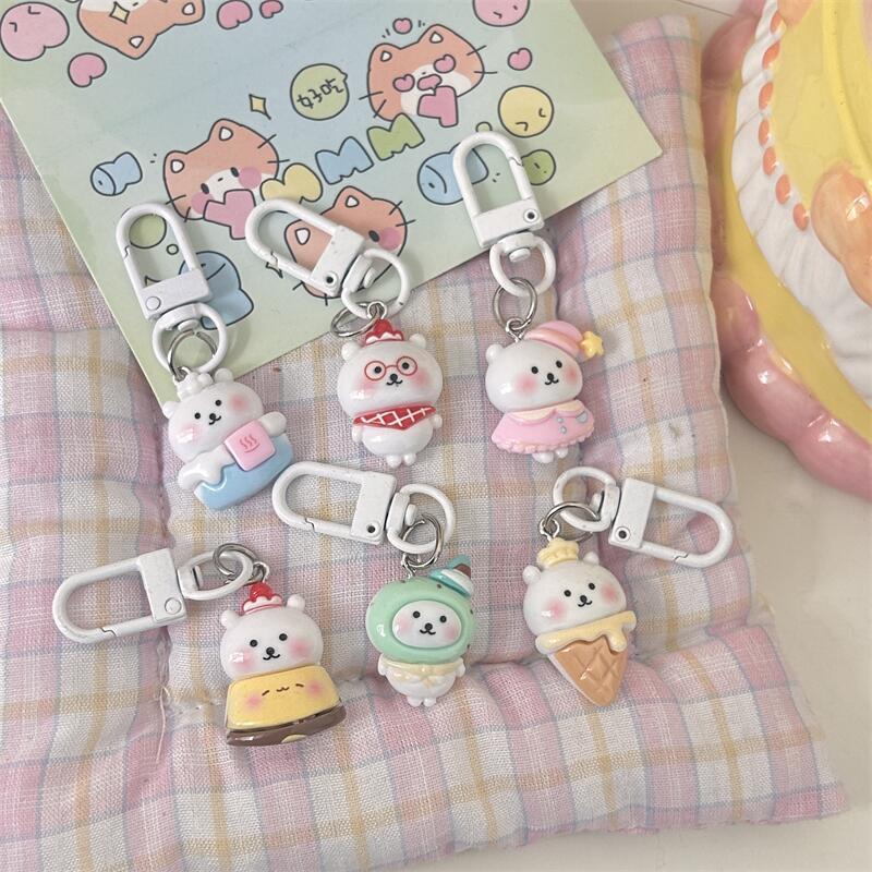 ins卡通自嘲熊钥匙扣可爱软萌学生书包挂件少女闺蜜礼物配挂饰品