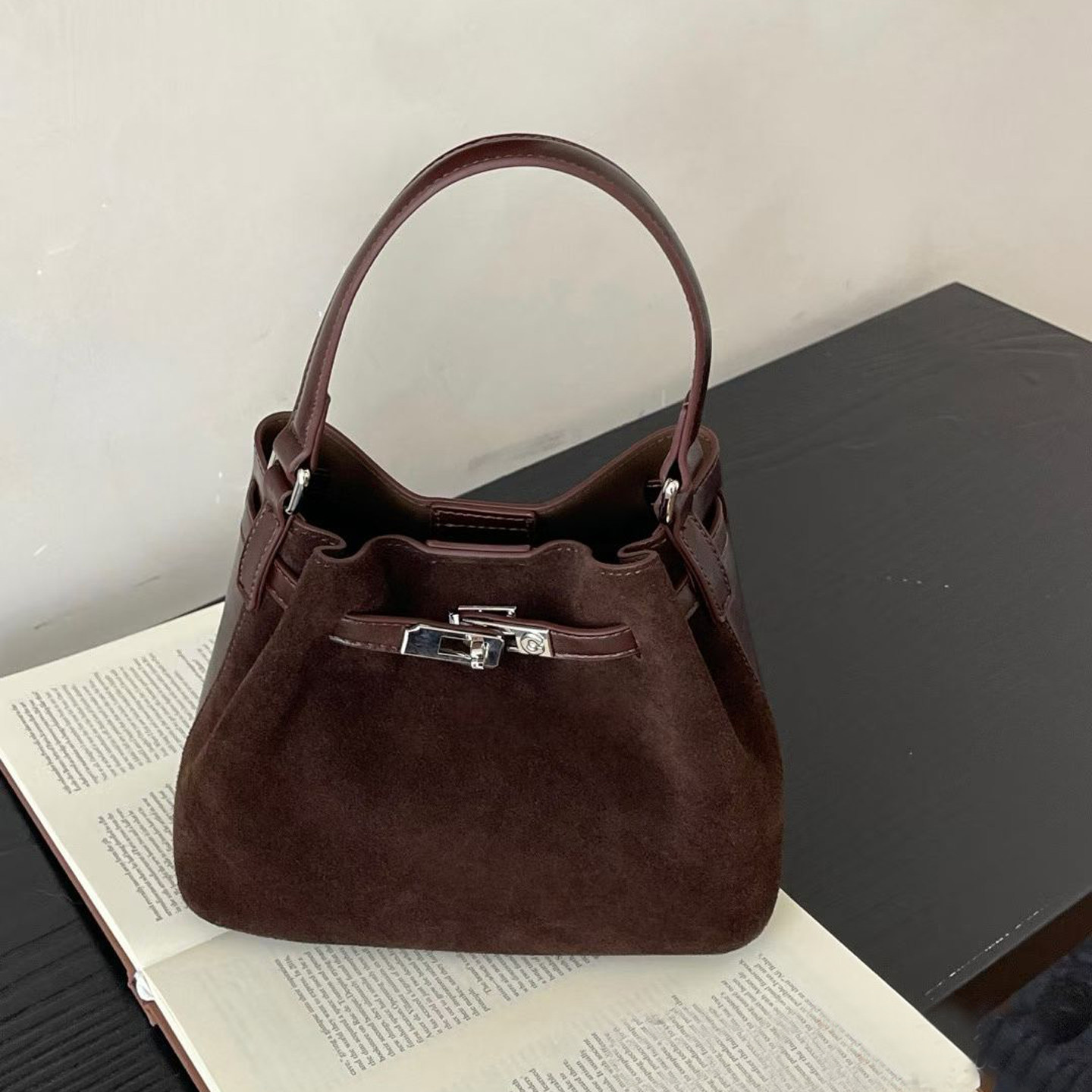 韩版小众磨砂真皮菜篮子手提女包百搭轻奢气质单肩斜挎子母水桶包,箱包皮具/热销女包/男包,水桶包,淘宝优惠券,粉丝福利购,淘宝优惠卷