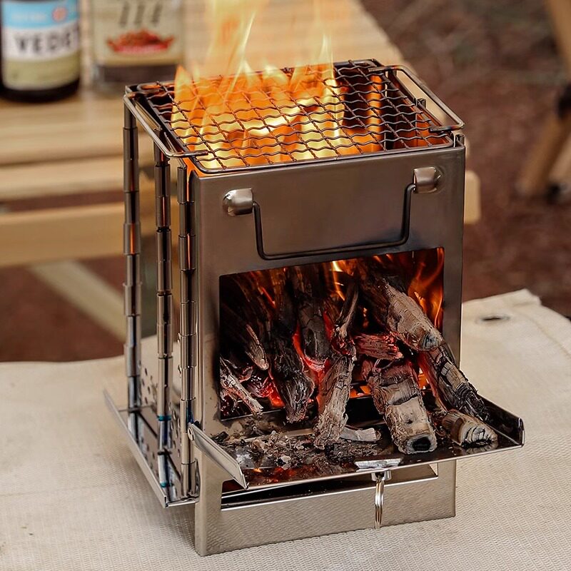 户外迷你柴火炉可折叠不锈钢烤炉BBQ野营野餐木炭炉露营烧烤架