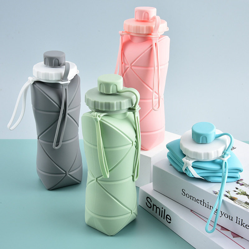 户外专用折叠便携随行杯硅胶水耐温水杯户外运动骑行水杯600ML