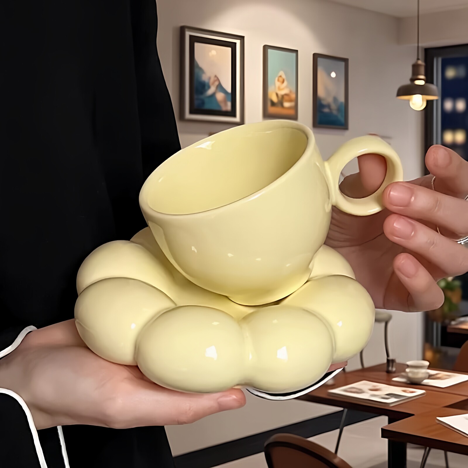 INS风创意花朵杯轻奢咖啡杯套装下午茶高颜值茶杯早餐杯小众