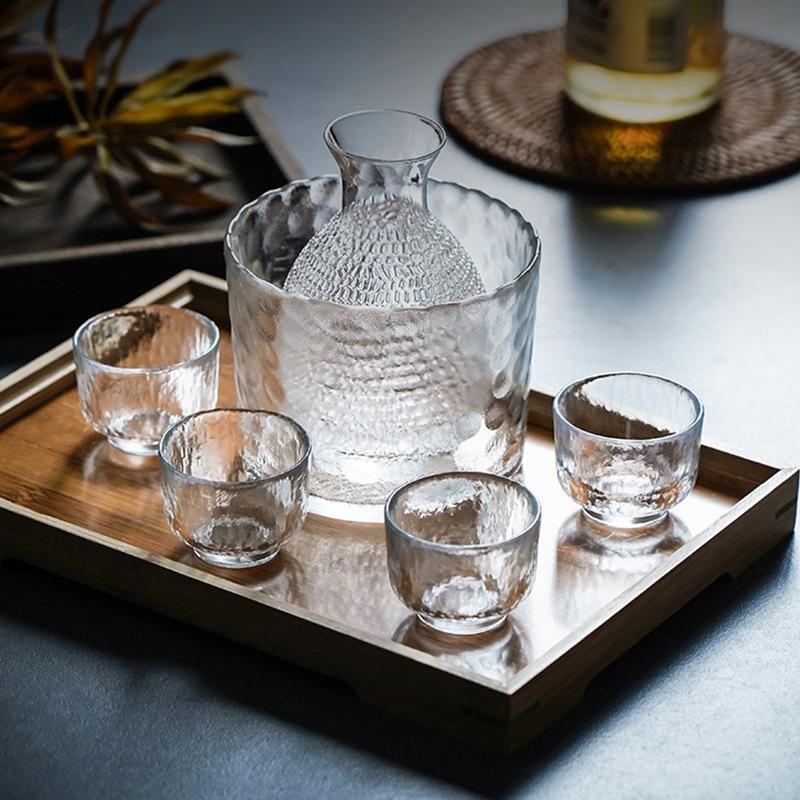锤纹酒壶套装酒杯白酒杯酒具清酒壶清酒杯玻璃小酒杯家用小酌日式