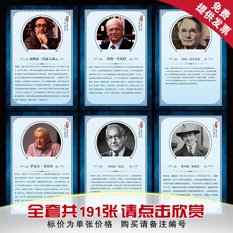 校园文化墙贴名人名言挂图诺贝尔物理学奖物理学家简介宣传海报 小编推荐 Wepost 全民代运 马来西亚中国淘宝代运与集运专家