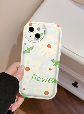 适用网红苹果14手机壳油画花朵14plus/max潮牌13气垫全包防摔小众