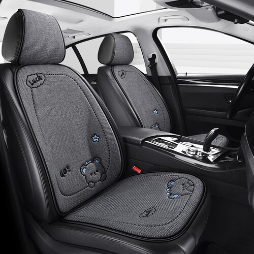 汽车坐垫四季通用全包亚麻奥迪A3大众高尔夫飞度缤越卡通座椅套女