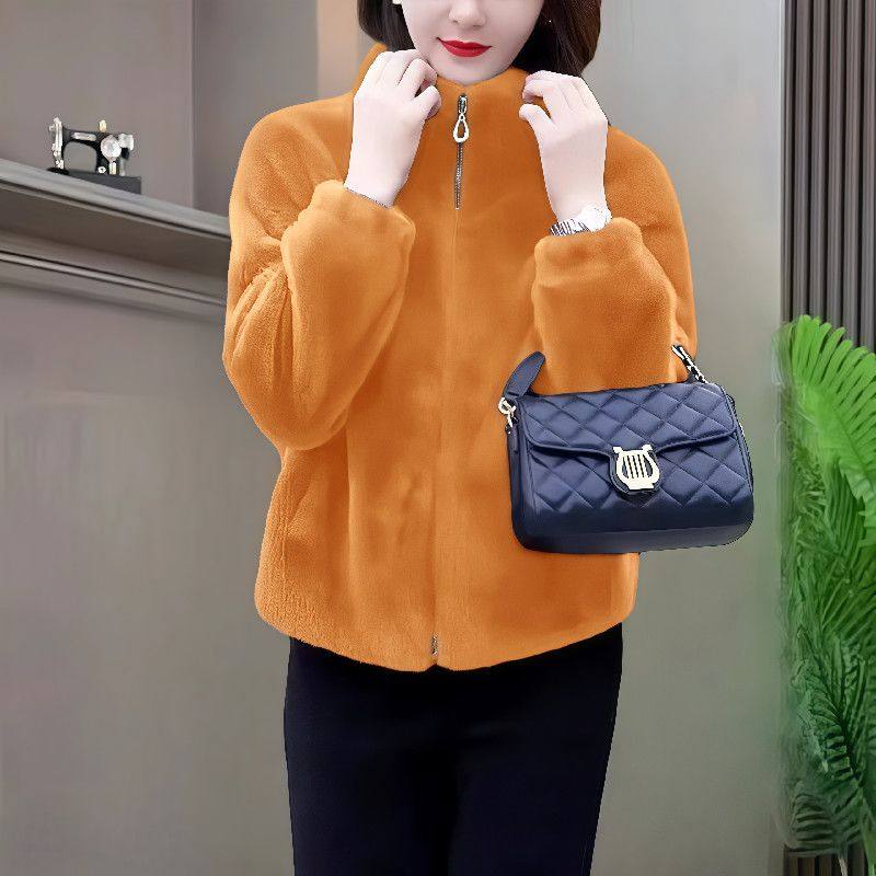 今年爆火外套爆款年轻妈妈高档冬装洋气立领短款皮草保暖百搭上衣