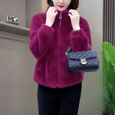 今年爆火外套爆款年轻妈妈高档冬装洋气立领短款皮草保暖百搭上衣