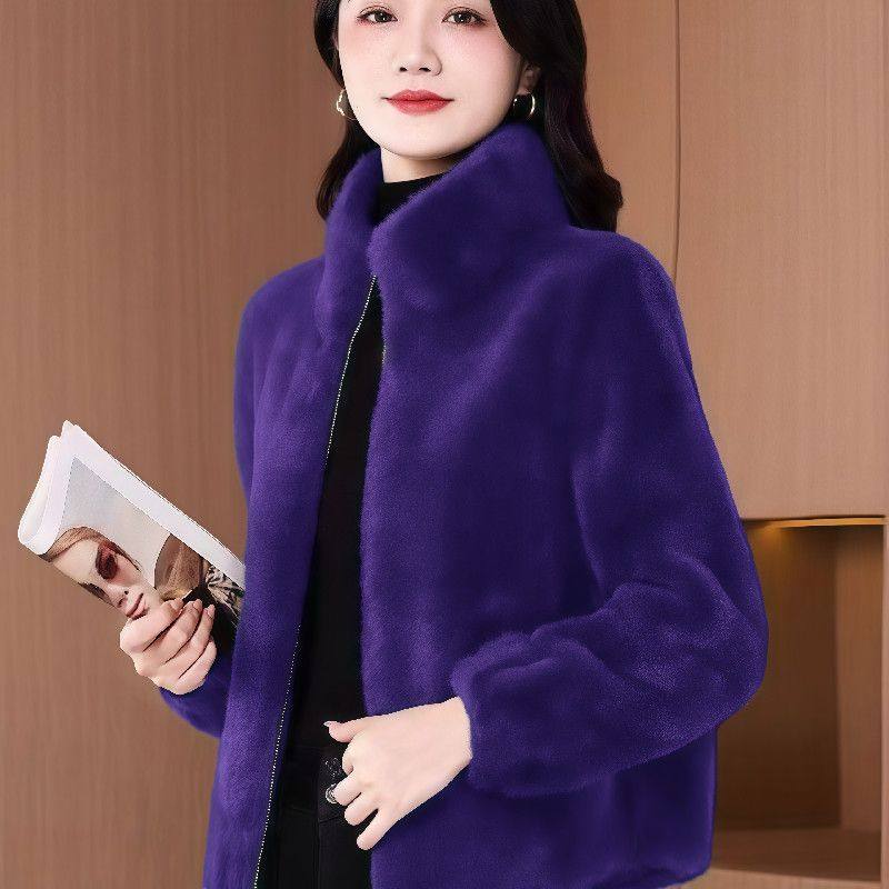 高档洋气纯色短款立领外套2025爆款冬季开衫时尚百搭加厚保暖女装,女装/女士精品,中老年女装,淘宝优惠券,粉丝福利购,淘宝优惠卷